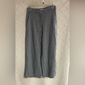 H&M Gray Wide-Leg Linen-Blend Pants